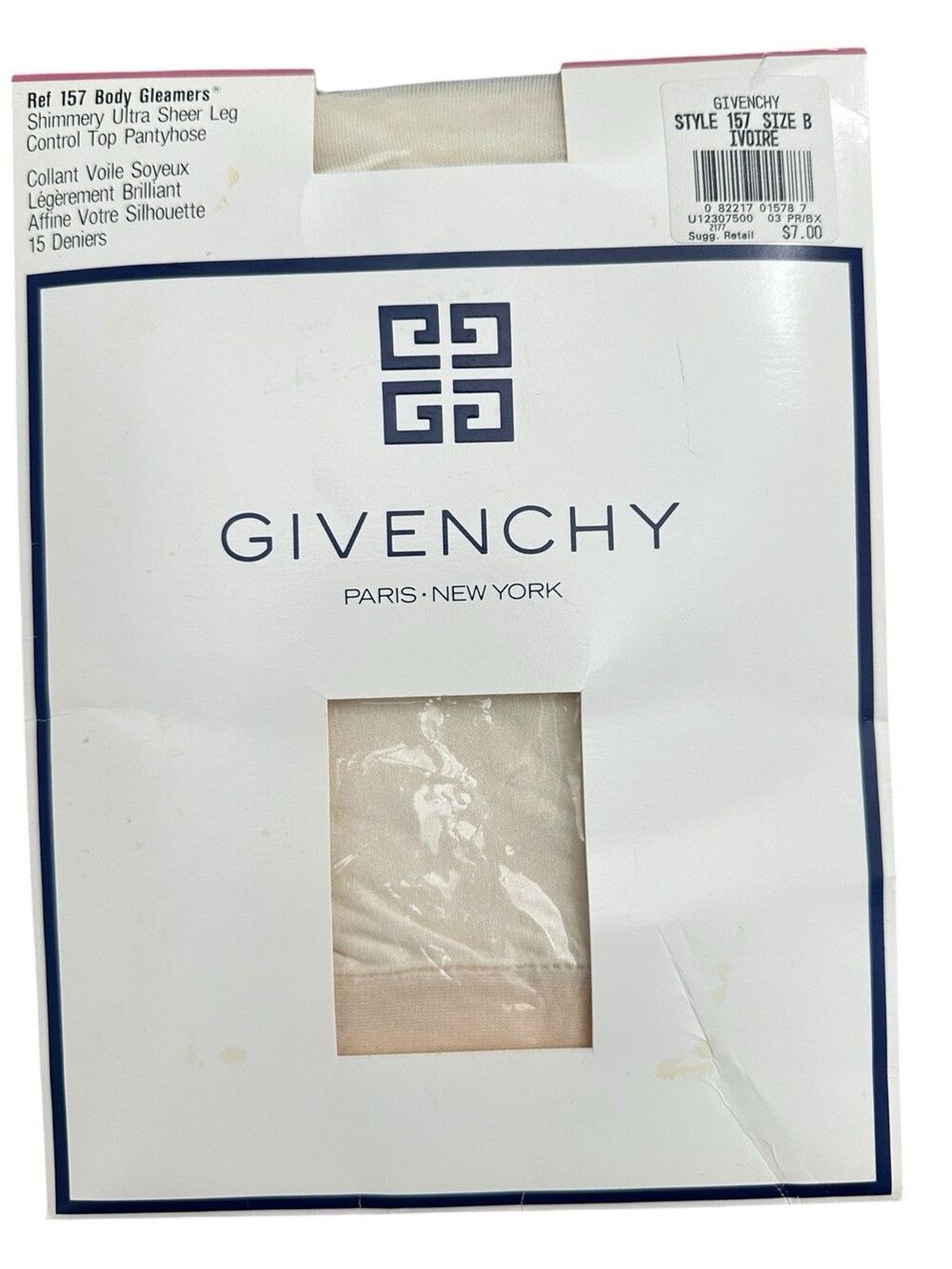 Vintage GIVENCHY Body Gleamers Pantyhose Size B Ivory Shimmery Sheer NIB New
